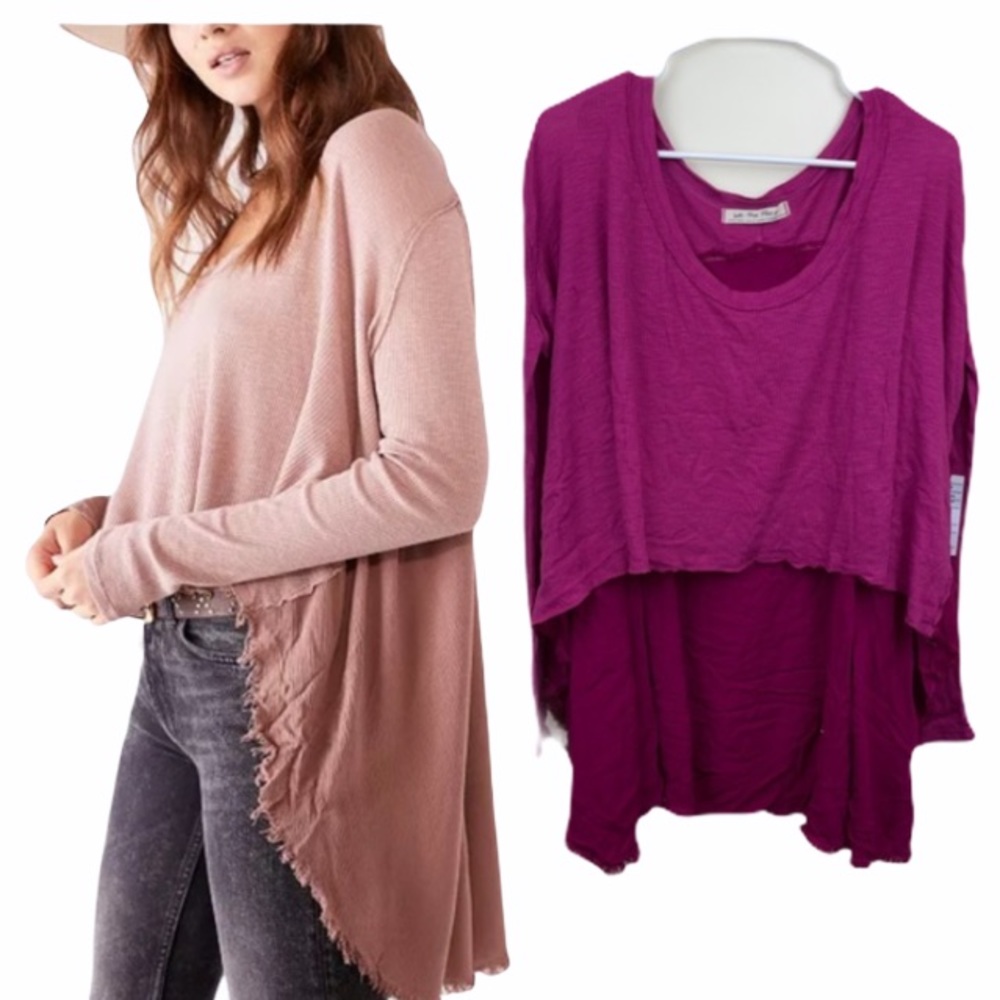Free People Long Sleeve Top - Pink and Purple